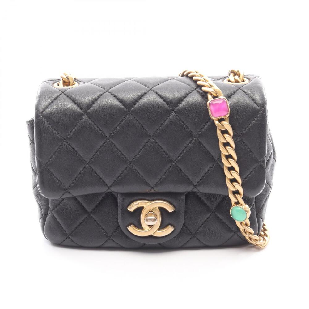 Chanel Shoulder Bag Lambskin Leather Black